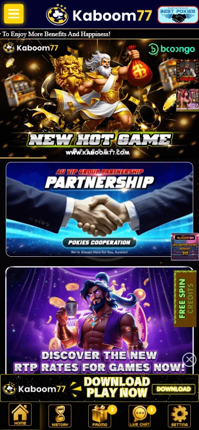 Kaboom Casino home screen on a mobile device